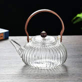 قوری پیرکس شیاردار دسته چوبی