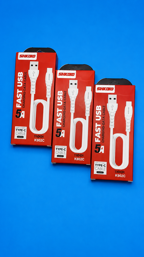 کابل شارژ و دیتا SHKOKO مدل k902cتایپ C فست شارژ 5 آمپر 1.1 متری