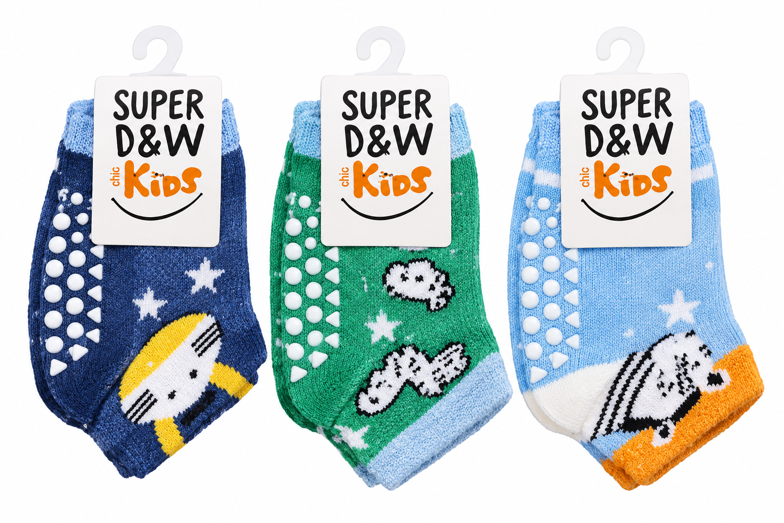 جوراب بچه گانه سایز ۰ تا ۱ سال ترمز دار super D&W kids وارداتی