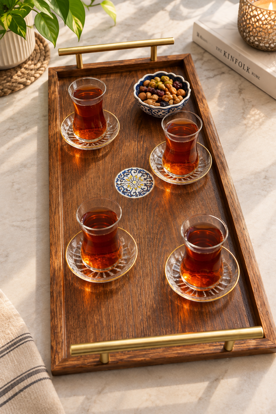 سینی چوبی ژاپنی دسته فلزی مستطیلی کد 1145